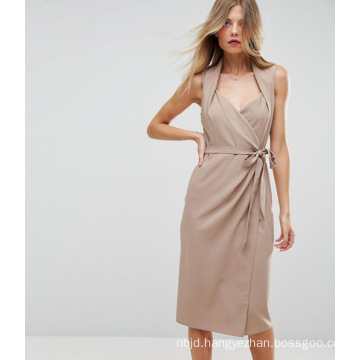 Shawl Collar MIDI Wrap Dress